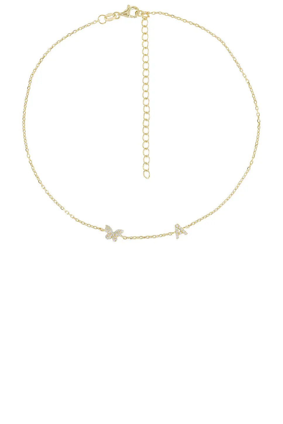 Pave Butterfly Initial Choker Pave Butterfly Initial Choker