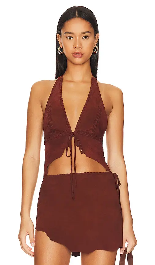 Lovers and Friends Suede Leather Top | Image 1 Lovers and Friends Suede Leather Top | Image 1
