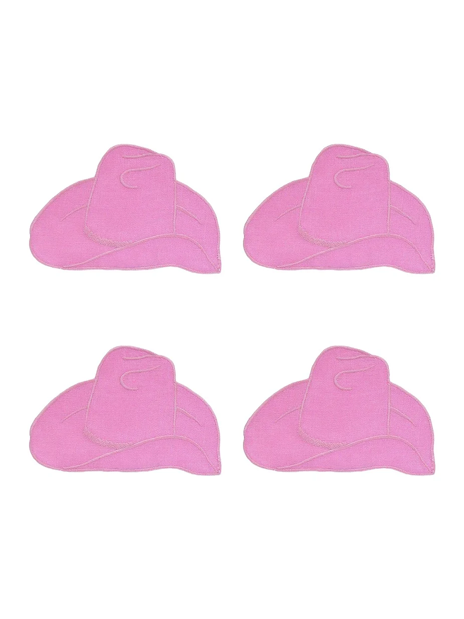 Chefanie Pink Cowboy Hat Cocktail Napkins Set Of 4