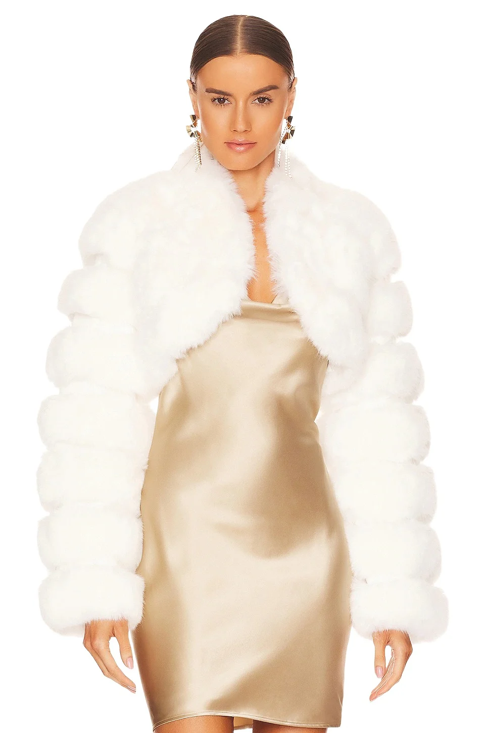 Adrienne Landau Faux Fox Fur Short Jacket