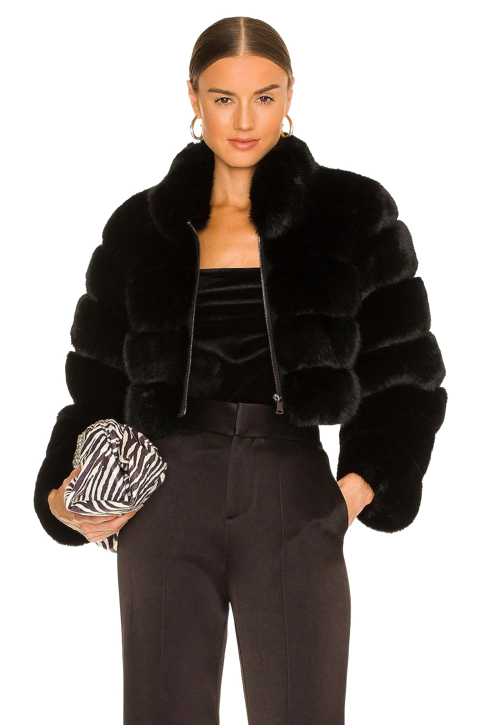 Adrienne Landau Faux Fox Fur Jacket