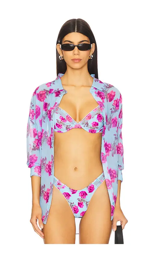 For Love & Lemons Floral Stems Button Down Top