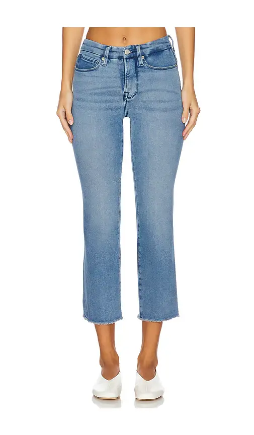 Good American Good Petite Straight Split Pockets Jeans | Image 1 Good American Good Petite Straight Split Pockets Jeans | Image 1
