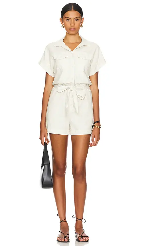 Bella Dahl Searose Rolled Sleeve Romper With Belt