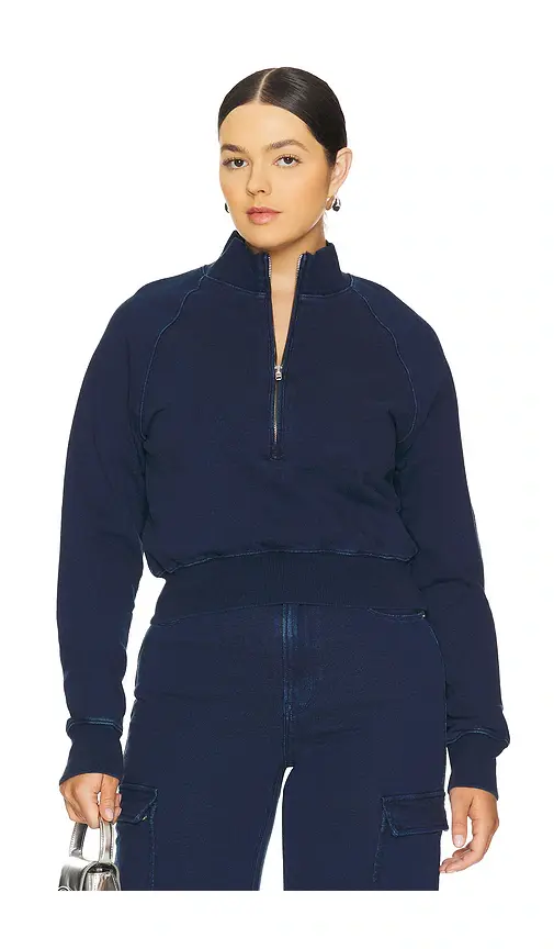 GOOD AMERICAN Jeanius Mock Zip Pullover | Thumbnail 2