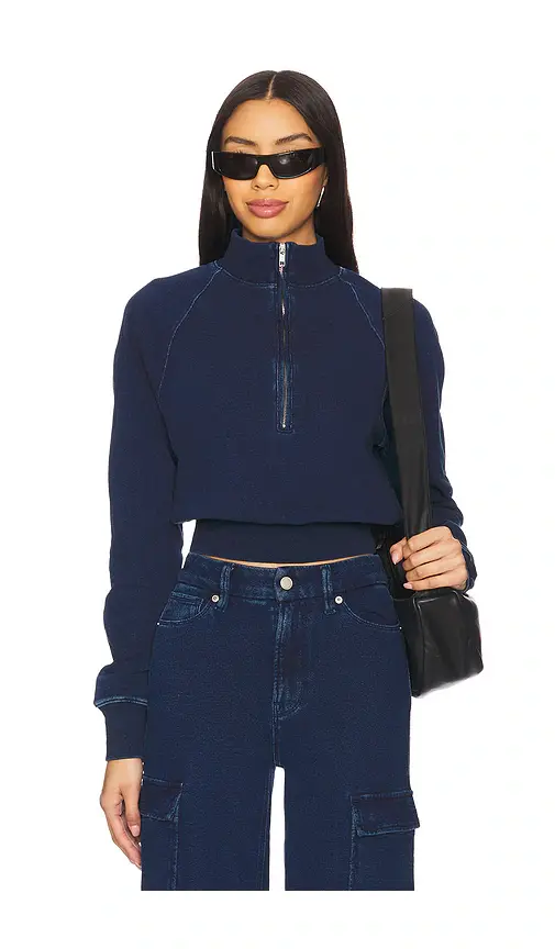Good American Jeanius Mock Zip Pullover | Image 1 Good American Jeanius Mock Zip Pullover | Image 1