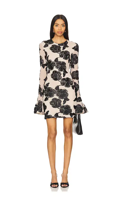 ROTATE Flower Mesh Mini Dress