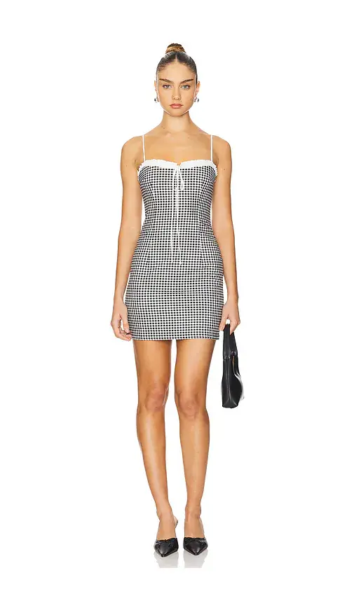 LIONESS Bardot Gingham Mini Dress | Image 1 LIONESS Bardot Gingham Mini Dress | Image 1