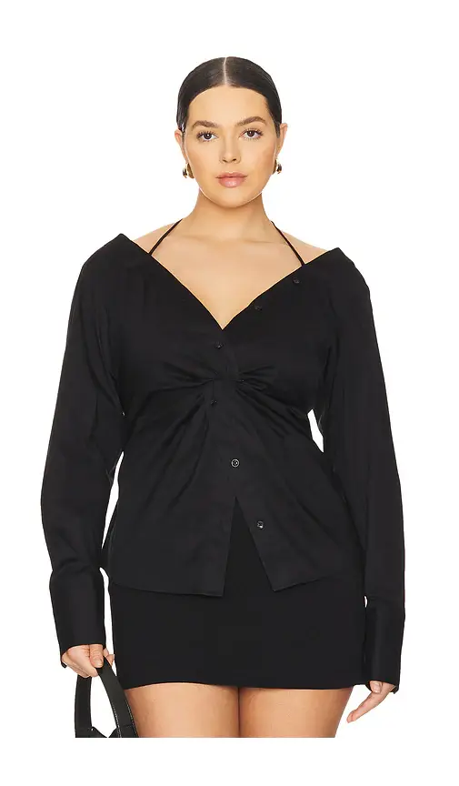 GOOD AMERICAN Poplin Off Shoulder Top | Thumbnail 2 GOOD AMERICAN Poplin Off Shoulder Top | Thumbnail 2