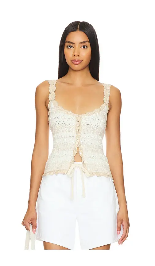 Textured Scalloped Tank