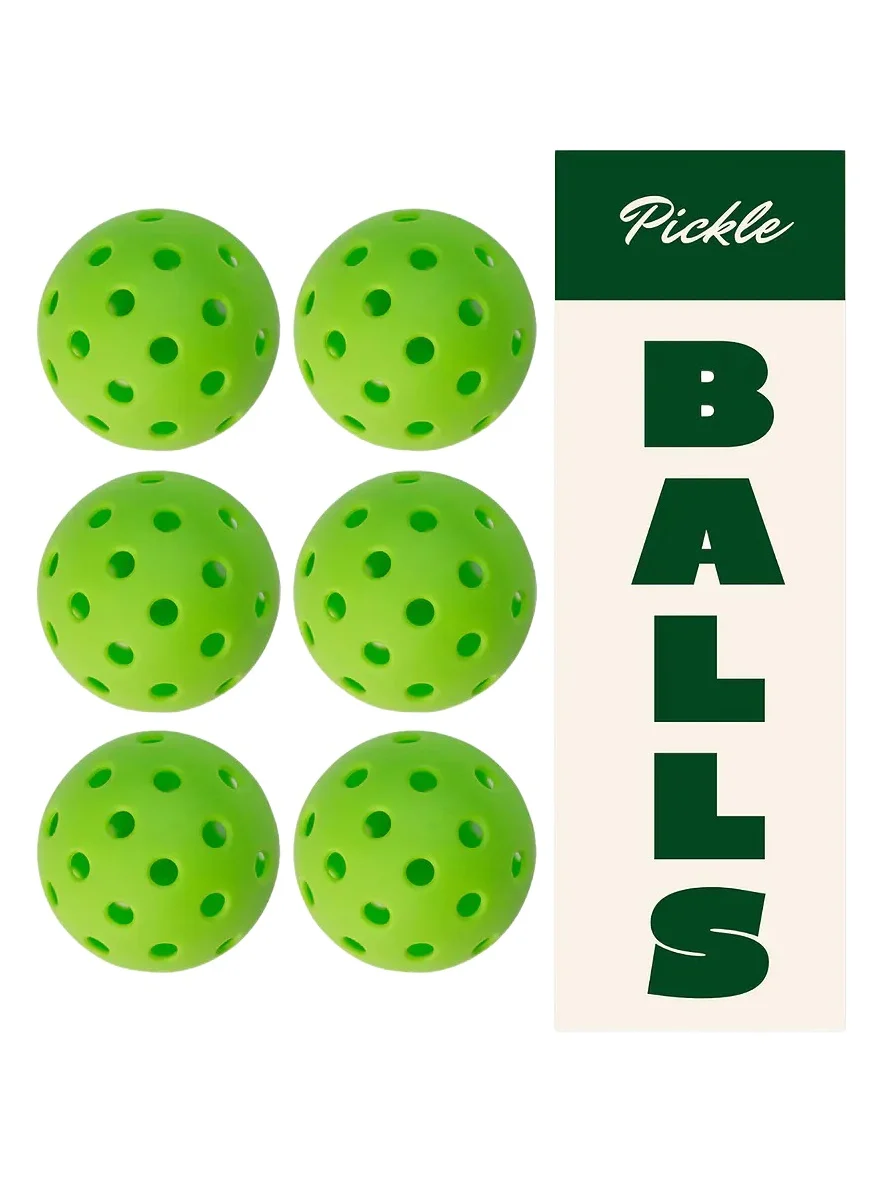 Set Of 6 Green Pickleball Balls Set Of 6 Green Pickleball Balls