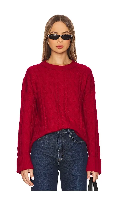 Autumn Cashmere Oversize Cable Crew With Turn Back Cuffs | Image 1 Autumn Cashmere Oversize Cable Crew With Turn Back Cuffs | Image 1