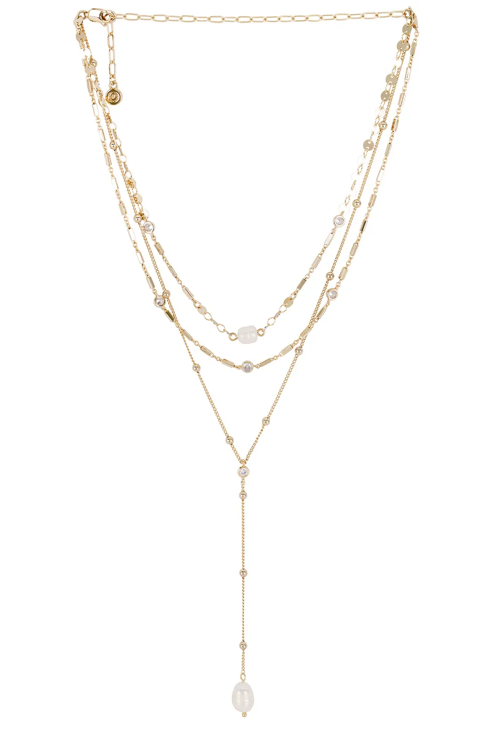 Ettika Forever Pearl 18k Gold Plated Multi-chain Choker