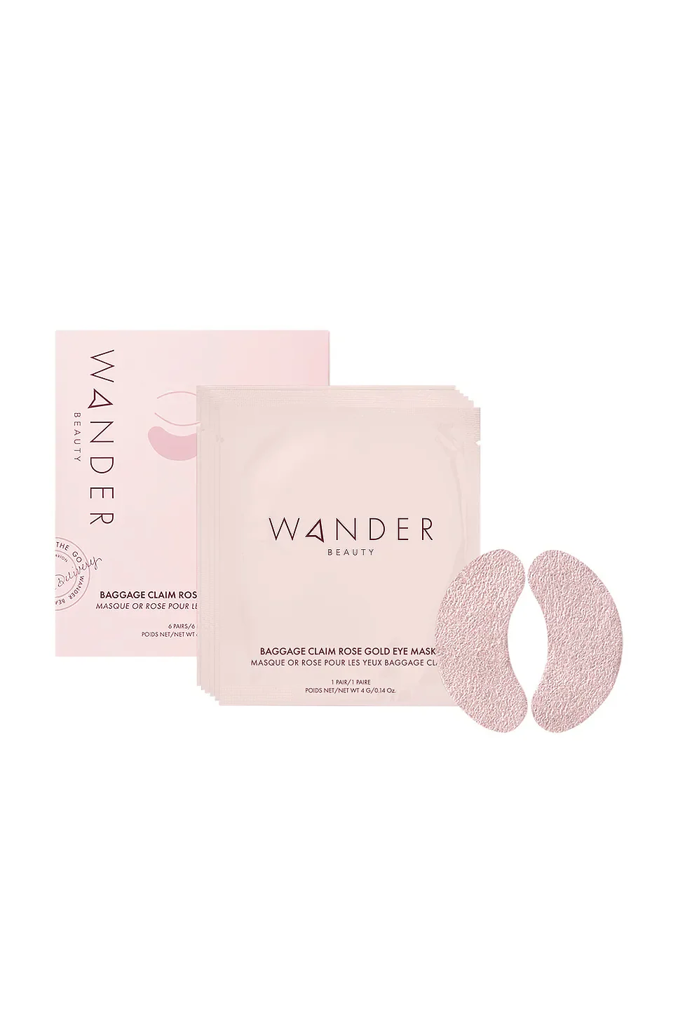 WANDER BEAUTY Baggage Claim Rose Gold Eye Masks 6 Pack