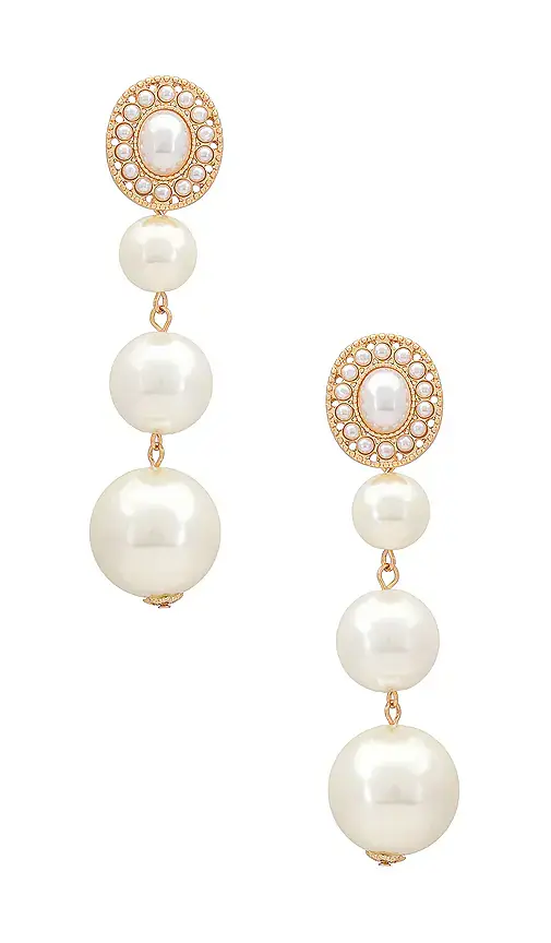 Ettika Graduating Pearl Dangle Earrings | Image 1 Ettika Graduating Pearl Dangle Earrings | Image 1