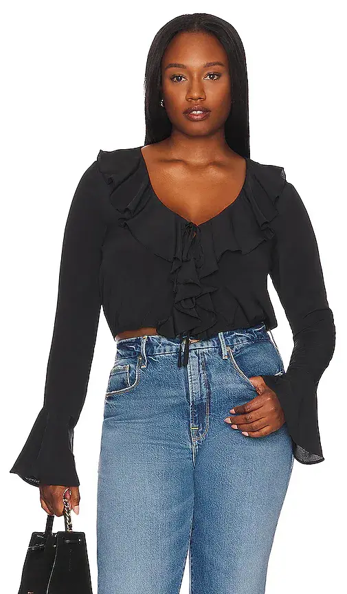 MORE TO COME Denise Ruffle Tie Top | Thumbnail 2