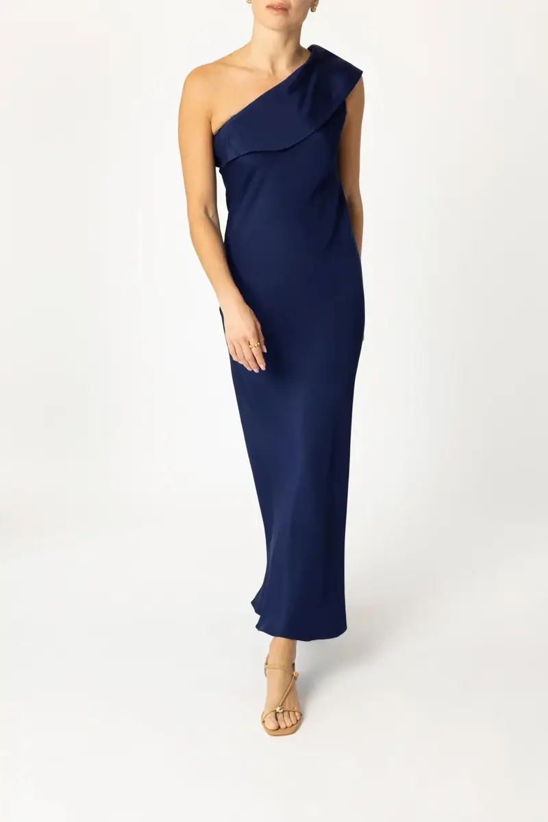 PETER COHEN Draped Petal Gown - Sapphire | Thumbnail 2