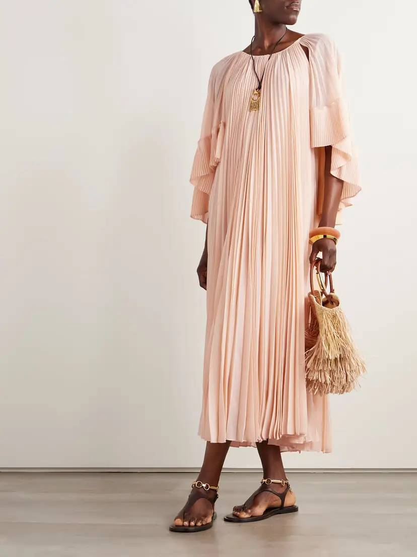 Zimmermann Illuminate Cape-effect Pleated Crepe De Chine Maxi Dress | Thumbnail 2 Zimmermann Illuminate Cape-effect Pleated Crepe De Chine Maxi Dress | Thumbnail 2