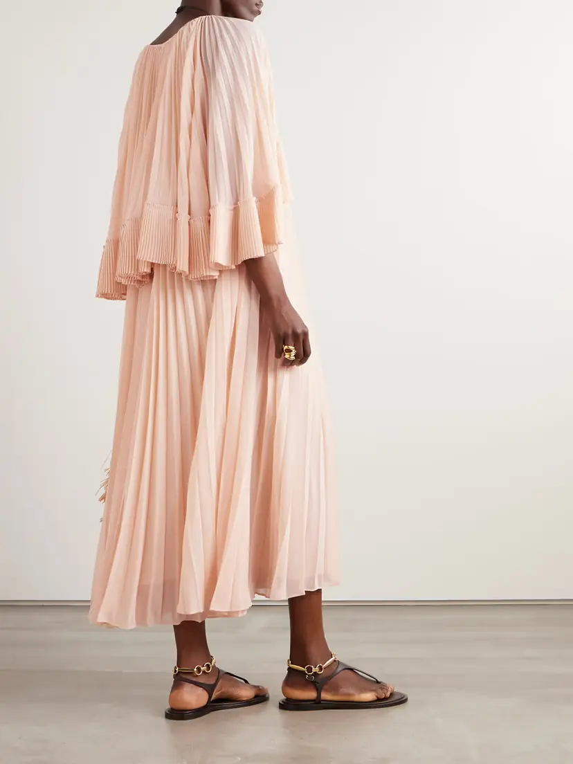 Zimmermann Illuminate Cape-effect Pleated Crepe De Chine Maxi Dress | Thumbnail 3 Zimmermann Illuminate Cape-effect Pleated Crepe De Chine Maxi Dress | Thumbnail 3