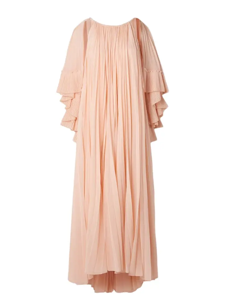 Illuminate Cape-effect Pleated Crepe De Chine Maxi Dress