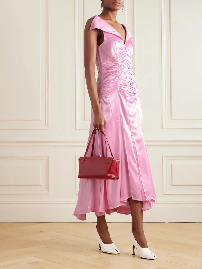 Jil Sander Open-back Ruched Pleated Satin Gown | Thumbnail 2 Jil Sander Open-back Ruched Pleated Satin Gown | Thumbnail 2