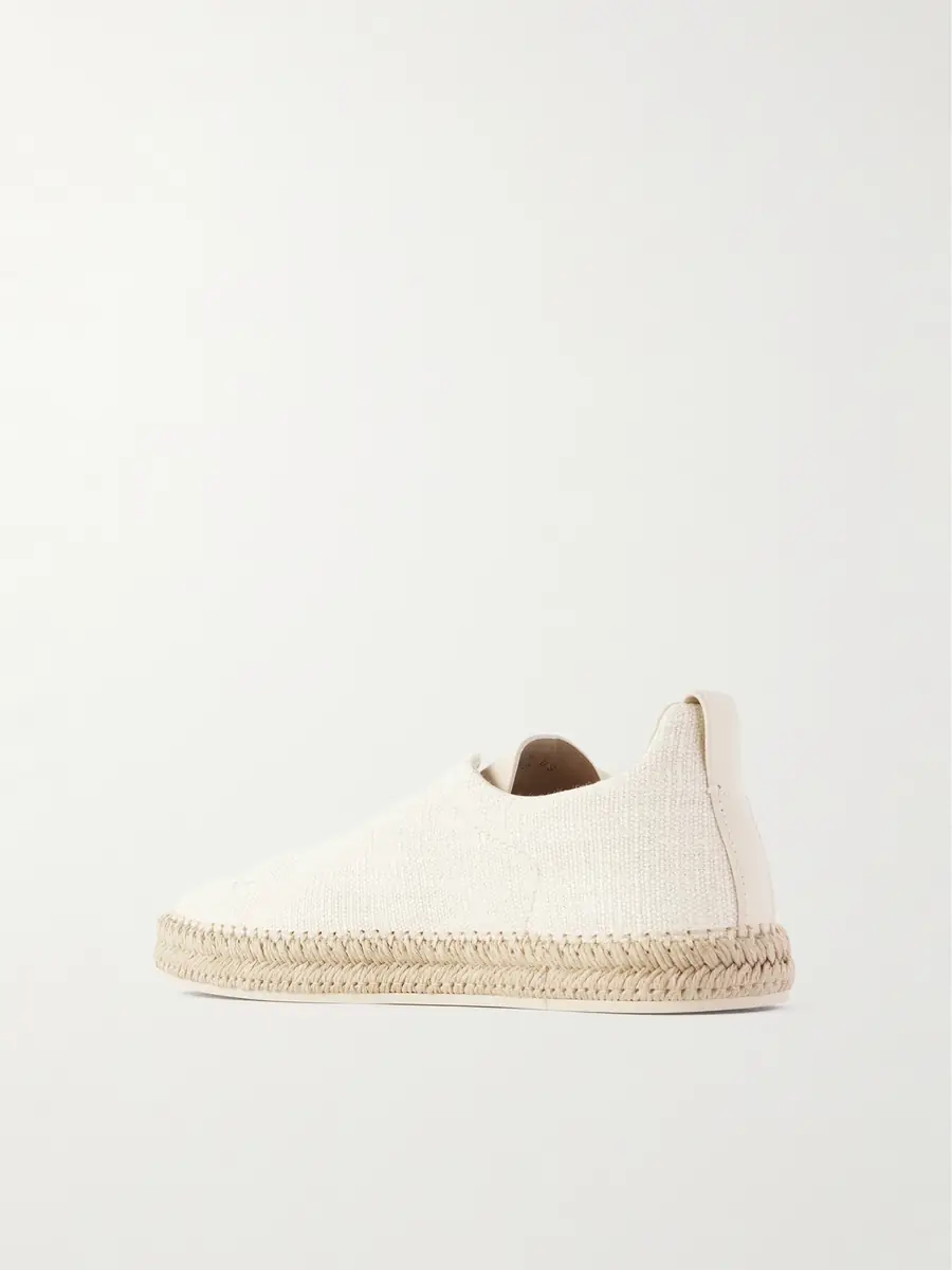 Zegna Triple Stitch™ Leather-Trimmed Canvas Slip-On Sneakers - Men | Thumbnail 4 Zegna Triple Stitch™ Leather-Trimmed Canvas Slip-On Sneakers - Men | Thumbnail 4