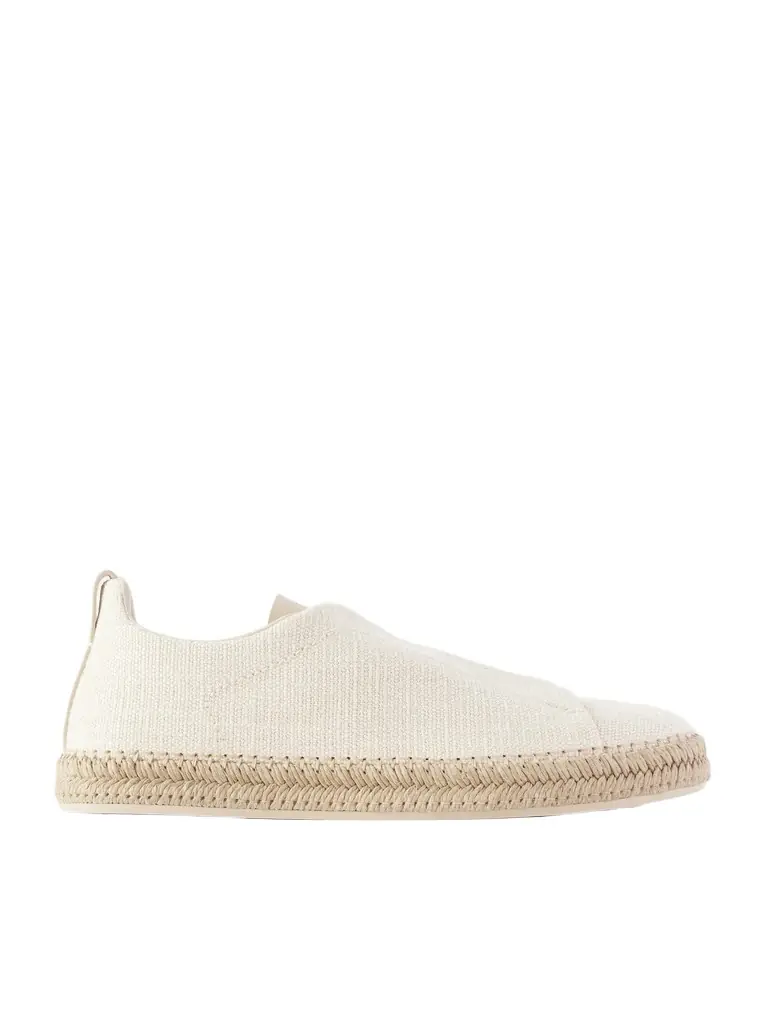 Zegna Triple Stitch™ Leather-Trimmed Canvas Slip-On Sneakers - Men | Image 1 Zegna Triple Stitch™ Leather-Trimmed Canvas Slip-On Sneakers - Men | Image 1