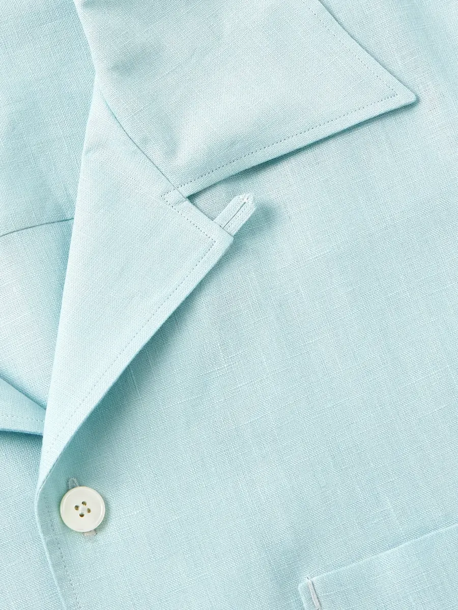 Zegna Convertible-Collar Oasi Linen Shirt - Men | Thumbnail 4