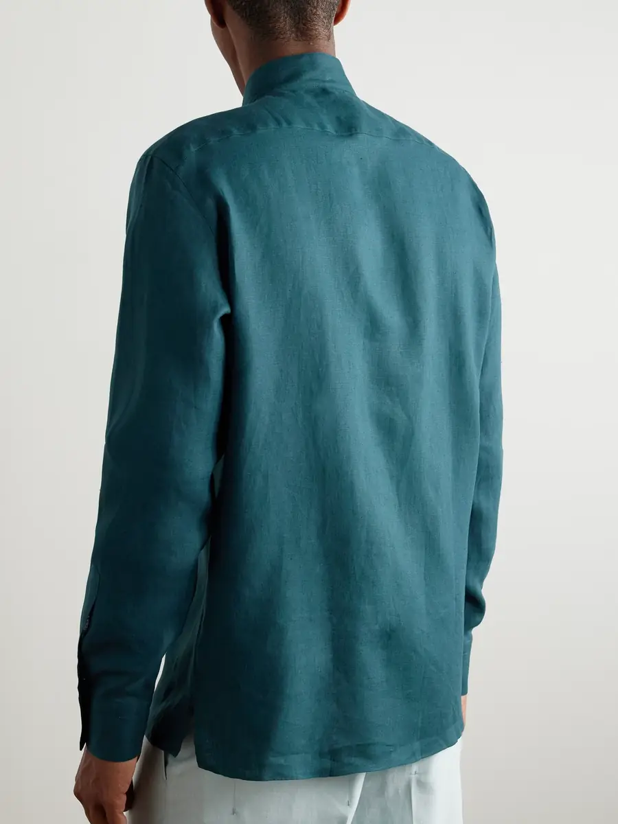 Zegna Grandad-Collar Oasi Linen Shirt - Men | Thumbnail 4 Zegna Grandad-Collar Oasi Linen Shirt - Men | Thumbnail 4