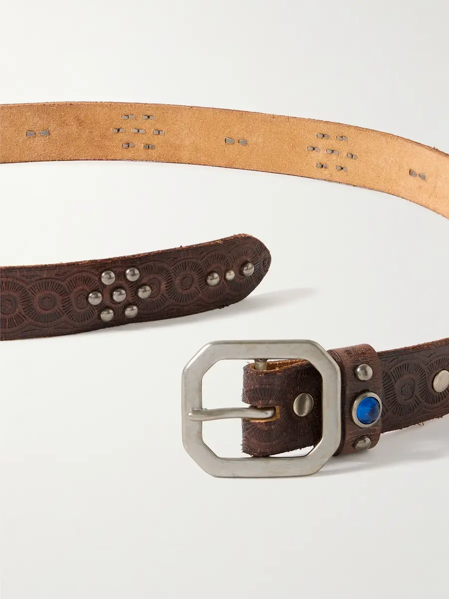 RRL 3cm Distressed Embellished Leather Belt - Men | Thumbnail 3