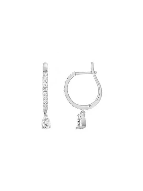 0.53ct Diamond Pear Drop Huggie Hoop Earrings