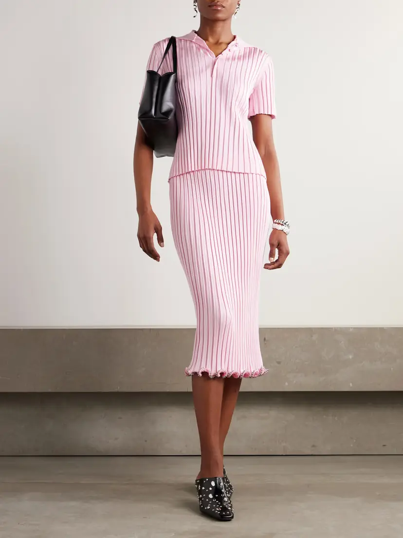 Jil Sander Bead-embellished Ribbed-knit Midi Skirt | Thumbnail 2 Jil Sander Bead-embellished Ribbed-knit Midi Skirt | Thumbnail 2