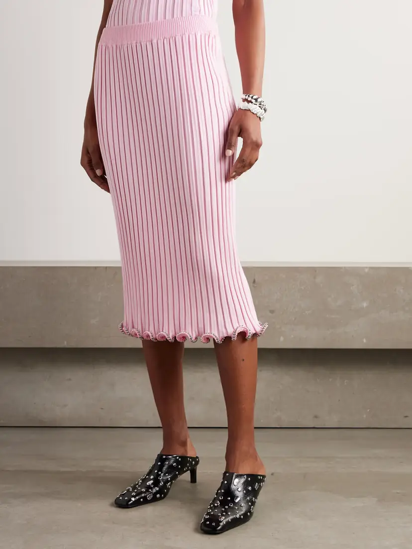 Jil Sander Bead-embellished Ribbed-knit Midi Skirt | Thumbnail 3 Jil Sander Bead-embellished Ribbed-knit Midi Skirt | Thumbnail 3