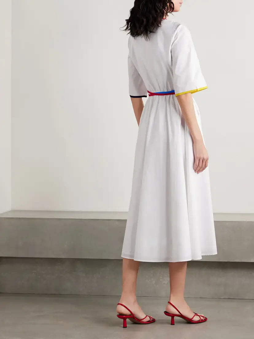 Rosie Assoulin Ribbon Grosgrain-trimmed Cotton-poplin Midi Wrap Dress | Thumbnail 3 Rosie Assoulin Ribbon Grosgrain-trimmed Cotton-poplin Midi Wrap Dress | Thumbnail 3