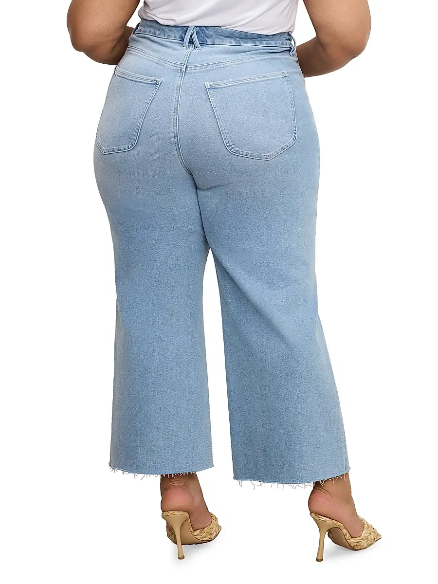Good American Women's Compression Denim Good Waist Crop Palazzo Jeans - Indigo | Image 1 Good American Women's Compression Denim Good Waist Crop Palazzo Jeans - Indigo | Image 1