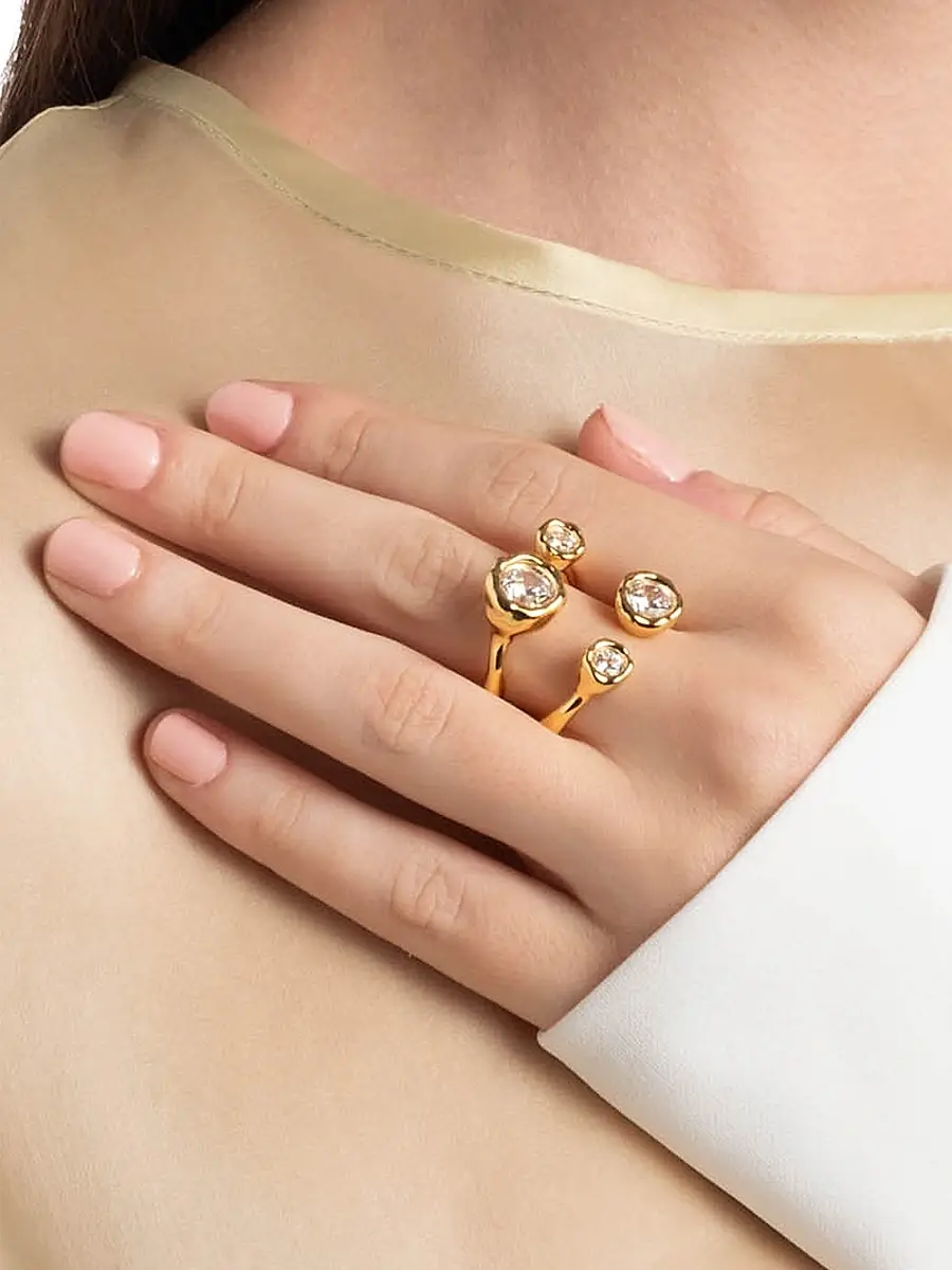 ALEXIS BITTAR Women's Asterales 14K-Gold-Plated & Cubic Zirconia Open Ring | Thumbnail 2