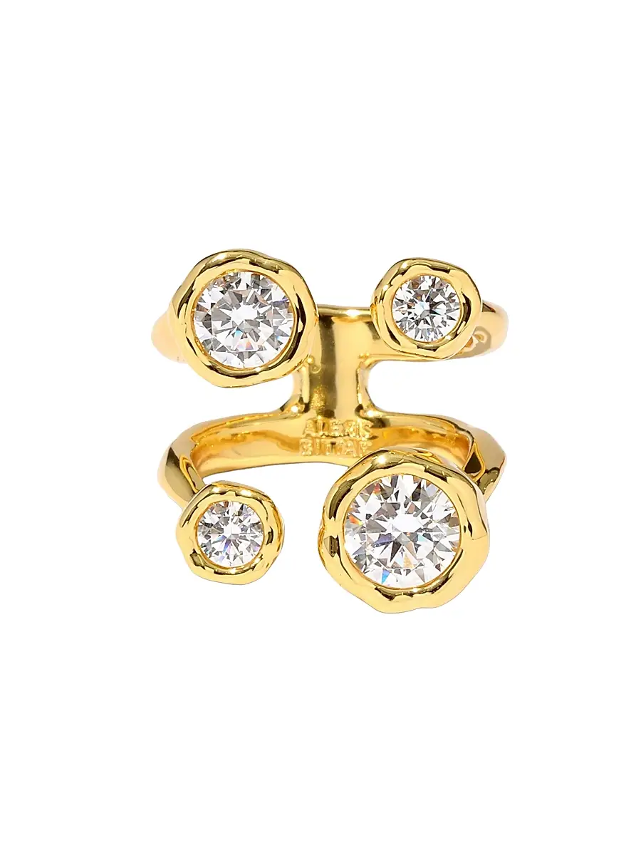 ALEXIS BITTAR Women's Asterales 14K-Gold-Plated & Cubic Zirconia Open Ring | Thumbnail 3