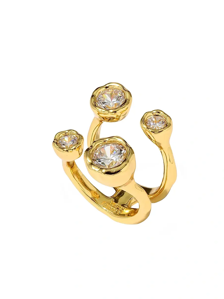 ALEXIS BITTAR Women's Asterales 14K-Gold-Plated & Cubic Zirconia Open Ring