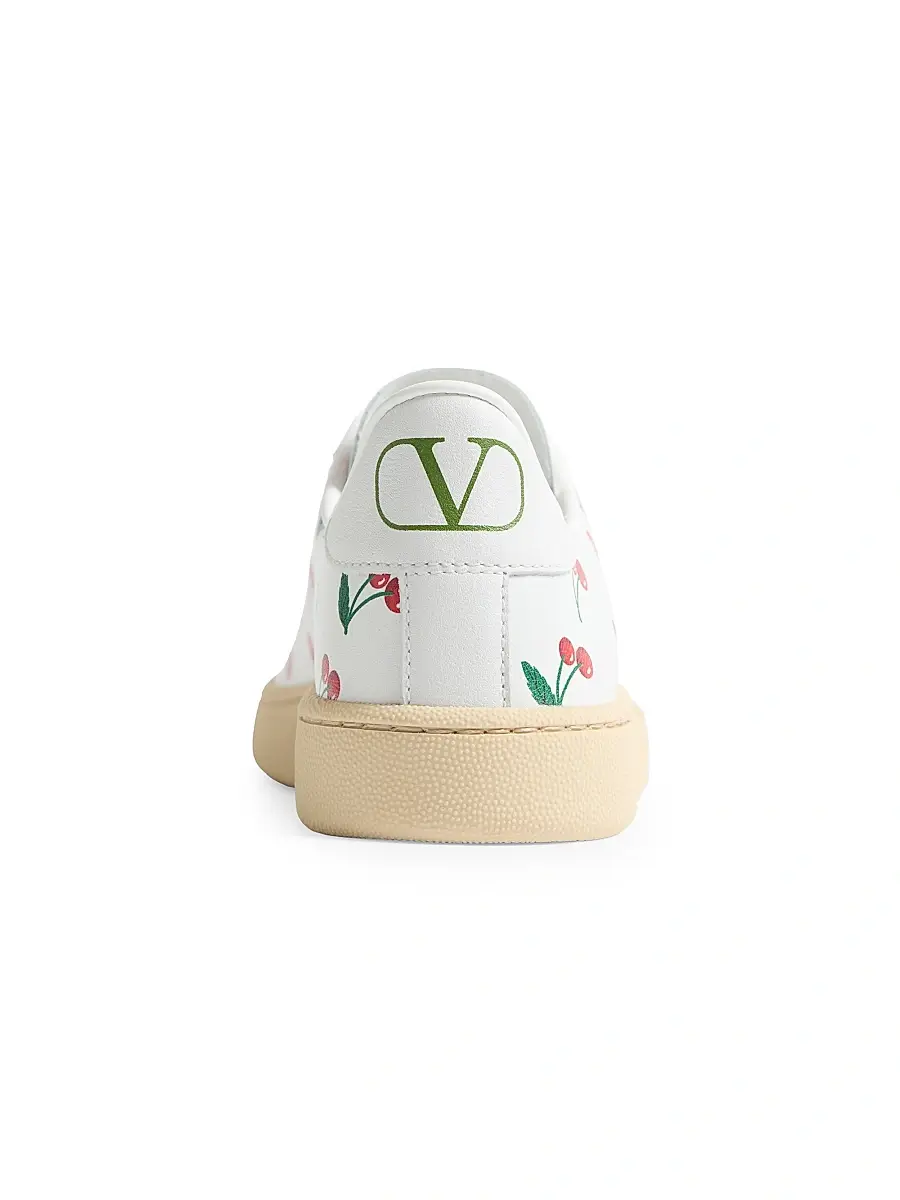Valentino Women's Royco Sneakers in Nappa Calfskin with Cherryfic Pattern - White | Thumbnail 5 Valentino Women's Royco Sneakers in Nappa Calfskin with Cherryfic Pattern - White | Thumbnail 5