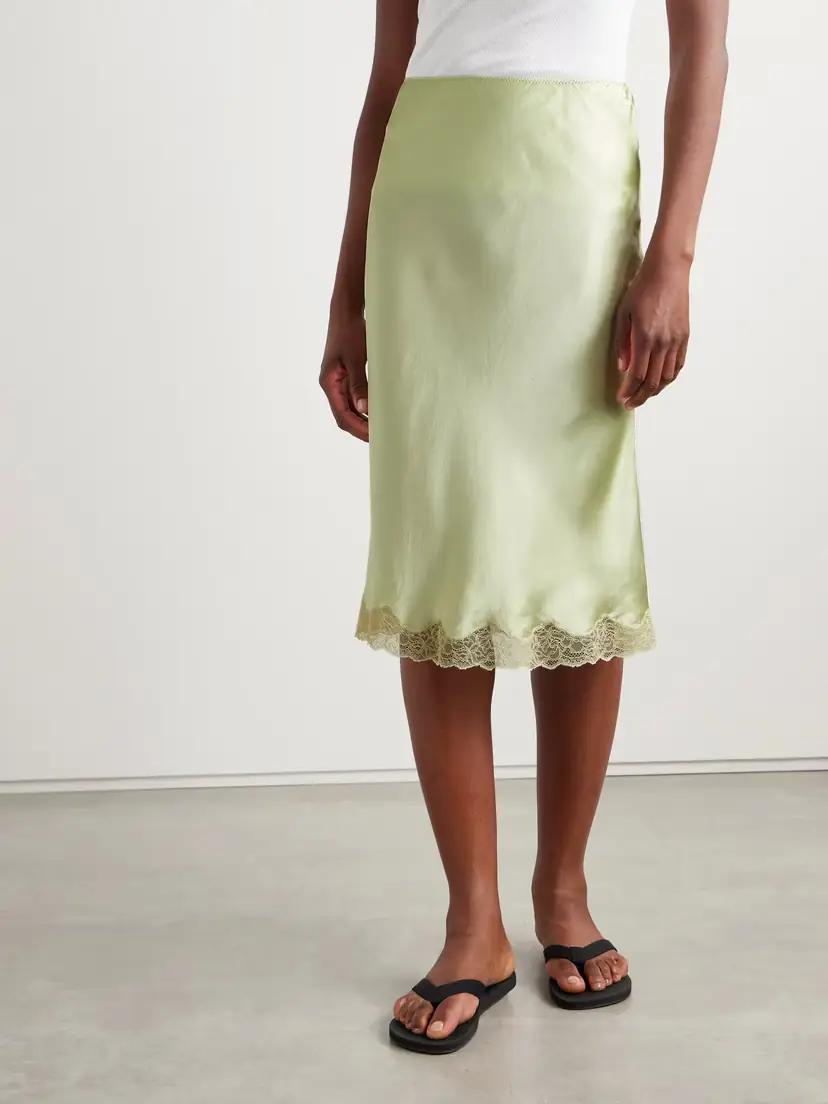 The Row Irene Lace-trimmed Silk-charmeuse Skirt | Thumbnail 3 The Row Irene Lace-trimmed Silk-charmeuse Skirt | Thumbnail 3
