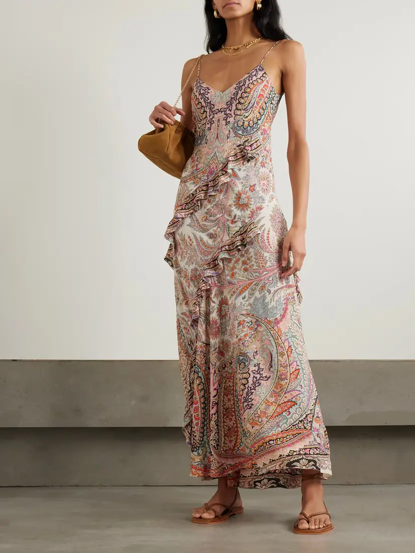 Etro Ruffled Printed Georgette Midi Dress | Thumbnail 2 Etro Ruffled Printed Georgette Midi Dress | Thumbnail 2