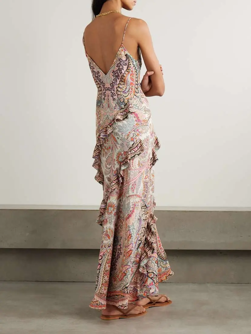Etro Ruffled Printed Georgette Midi Dress | Thumbnail 3 Etro Ruffled Printed Georgette Midi Dress | Thumbnail 3