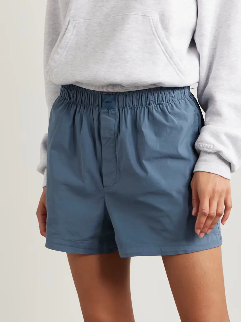 Skims Cotton-blend Poplin Boxers - Harbor | Thumbnail 2 Skims Cotton-blend Poplin Boxers - Harbor | Thumbnail 2