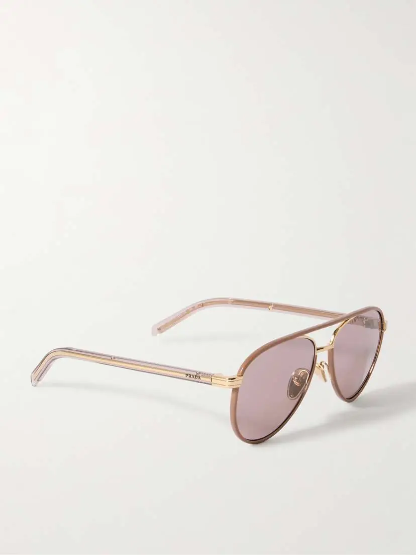 PRADA EYEWEAR Aviator-style Rose Gold-tone And Acetate Sunglasses | Thumbnail 3 PRADA EYEWEAR Aviator-style Rose Gold-tone And Acetate Sunglasses | Thumbnail 3