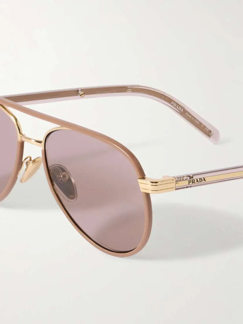 PRADA EYEWEAR Aviator-style Rose Gold-tone And Acetate Sunglasses | Thumbnail 4 PRADA EYEWEAR Aviator-style Rose Gold-tone And Acetate Sunglasses | Thumbnail 4