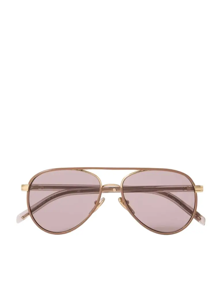 Aviator-style Rose Gold-tone And Acetate Sunglasses