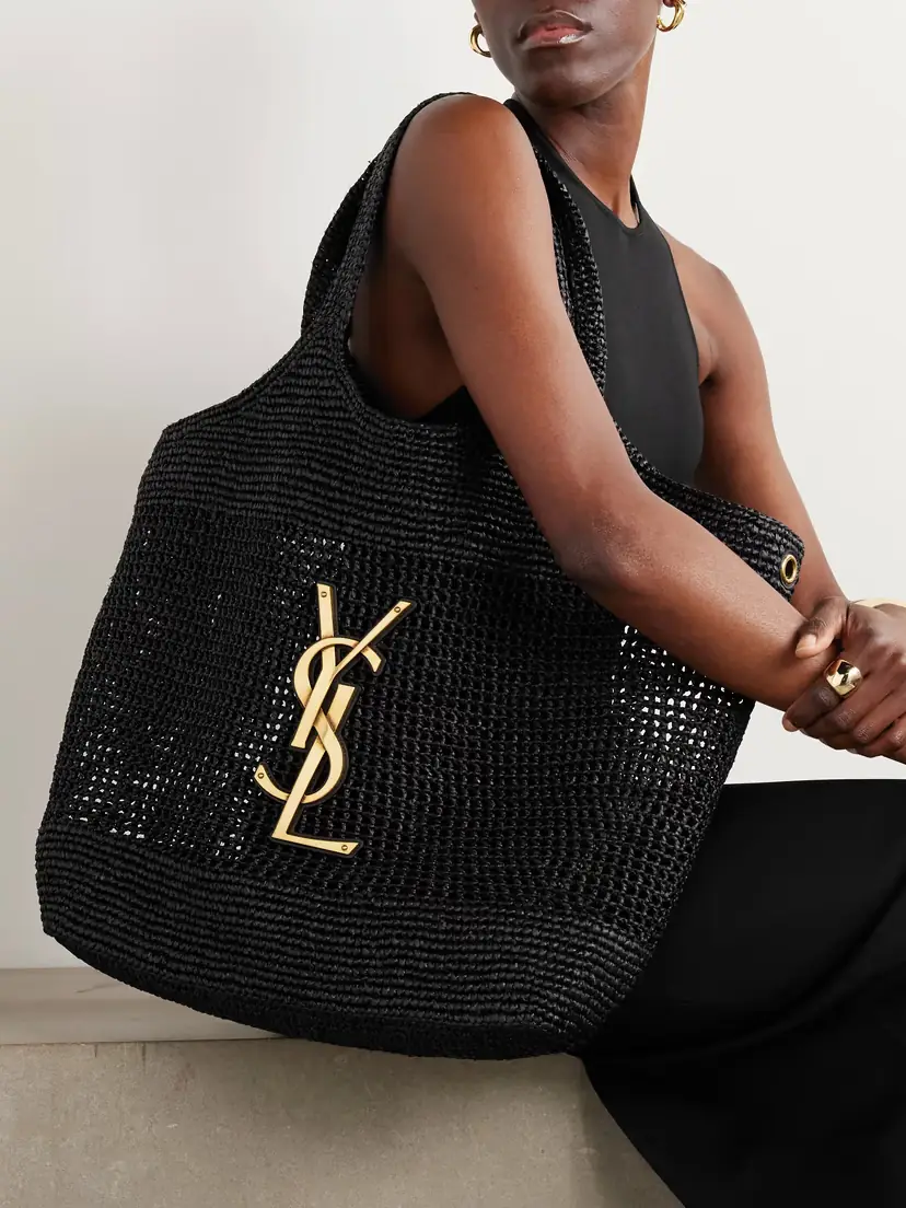 Saint Laurent Icare Maxi Leather-trimmed Raffia Tote | Thumbnail 2 Saint Laurent Icare Maxi Leather-trimmed Raffia Tote | Thumbnail 2