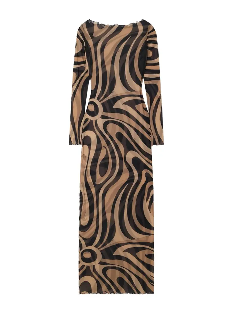 PUCCI Marmo Printed Mesh Maxi Dress | Image 1 PUCCI Marmo Printed Mesh Maxi Dress | Image 1