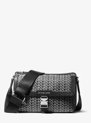 Michael Kors Collection Eli MK2000 Logo Jacquard Messenger Bag in Black - One Size by Michael Kors Mens | Thumbnail 2 Michael Kors Collection Eli MK2000 Logo Jacquard Messenger Bag in Black - One Size by Michael Kors Mens | Thumbnail 2