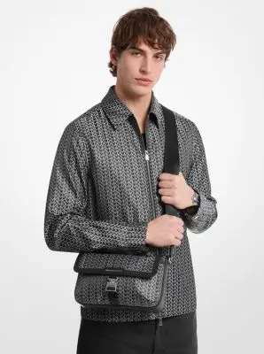 Michael Kors Collection Eli MK2000 Logo Jacquard Messenger Bag in Black - One Size by Michael Kors Mens | Thumbnail 4 Michael Kors Collection Eli MK2000 Logo Jacquard Messenger Bag in Black - One Size by Michael Kors Mens | Thumbnail 4